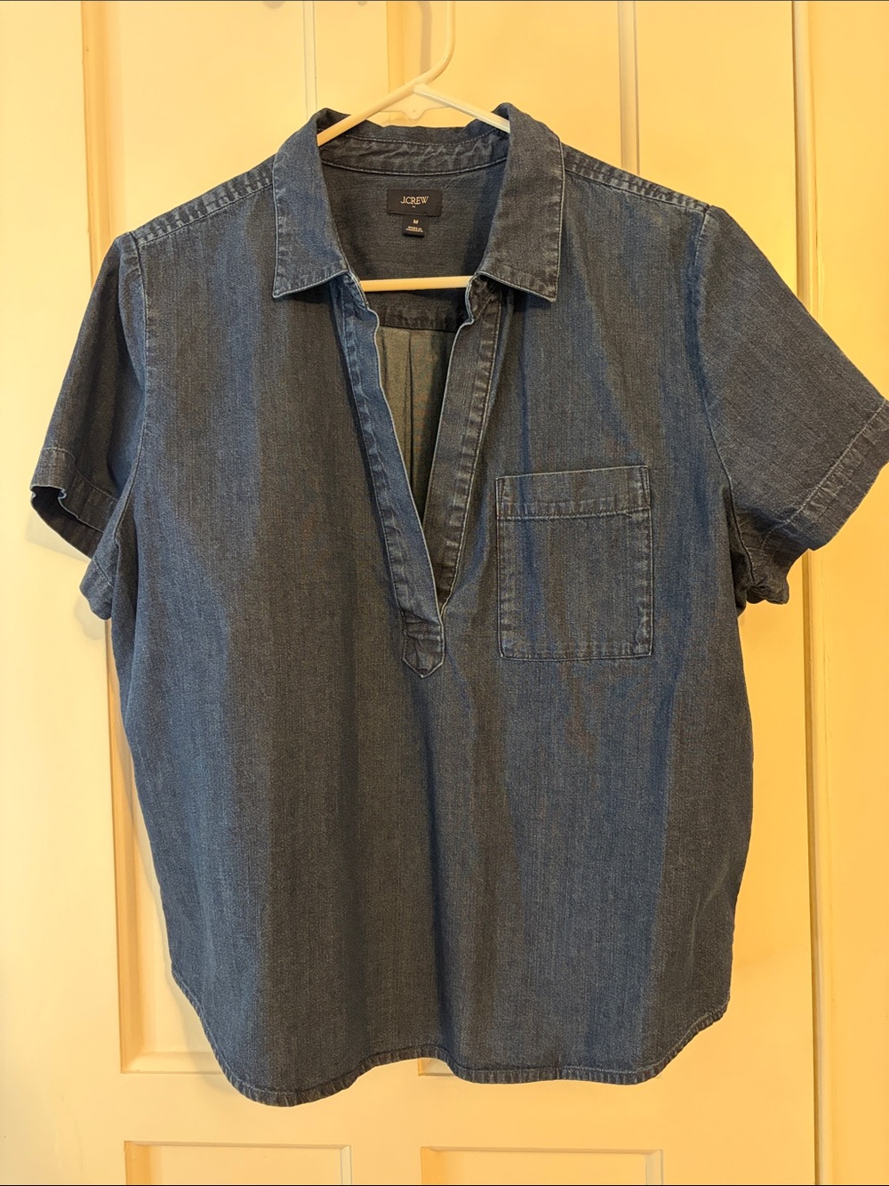 J. Crew Factory Indigo Denim Split V-Neck Short Sleeve Tunic